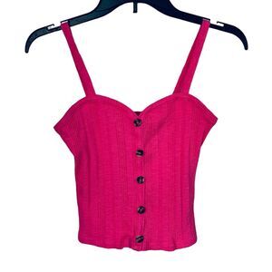 Aeropostale Medium Cropped Tank Top Spaghetti Strap Stretch Sweetheart Neck Pink